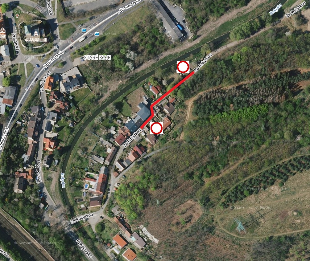 Oprava elektrického vedení v ulici Za Rokytkou