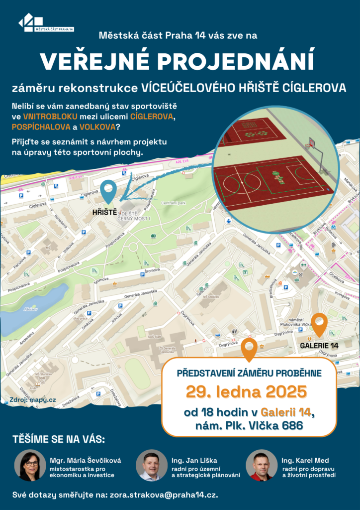 Veřejné projednání záměru rekonstrukce víceúčelového hřiště Cíglerova