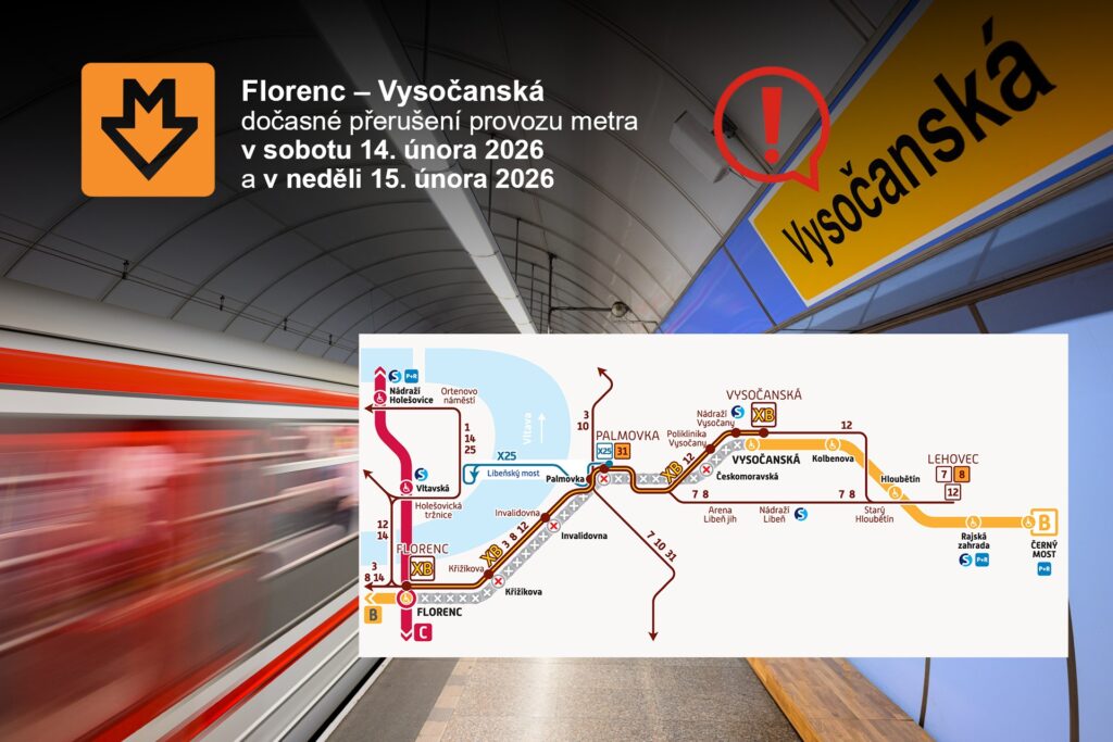 Dočasné přerušení provozu metra Florenc – Vysočanská