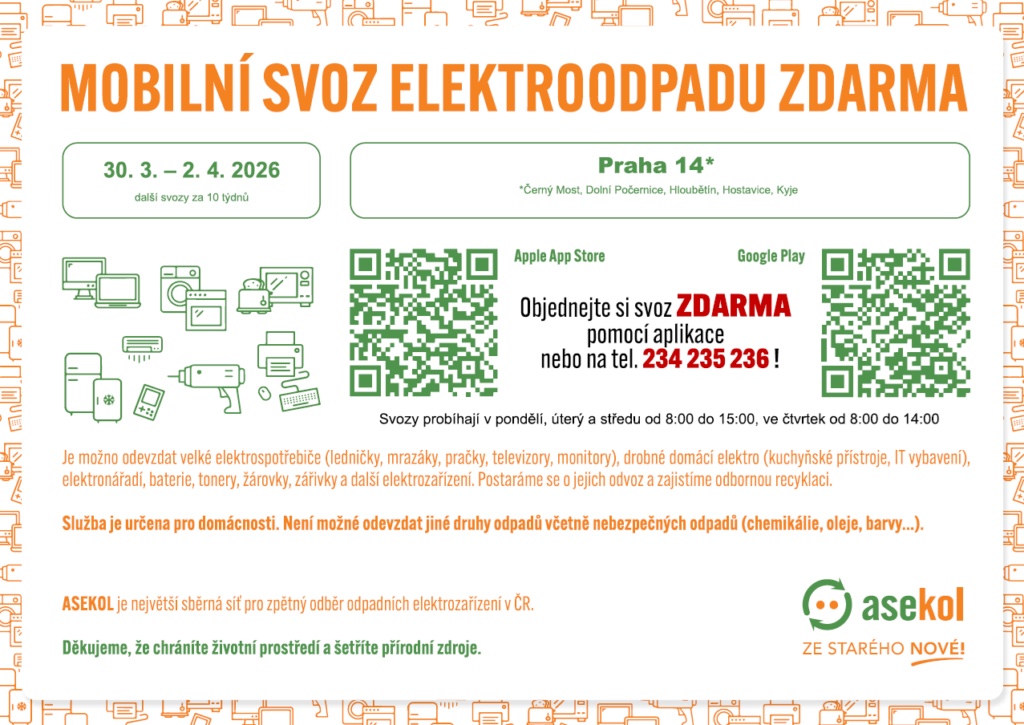 Jarní mobilní svoz elektroodpadu ZDARMA