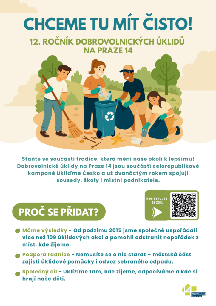 Ukliďme Prahu 14! Přidejte se k 12. ročníku dobrovolnických úklidů